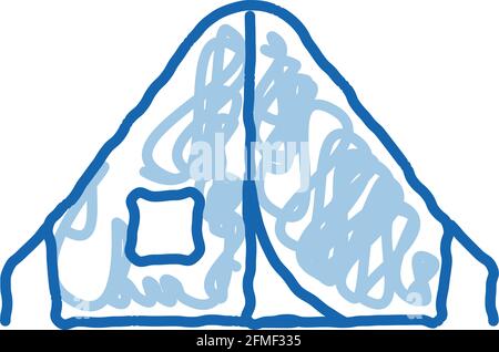 Camping Tent Alpinism Sport Equipment doodle icon hand drawn illustration Stock Vector
