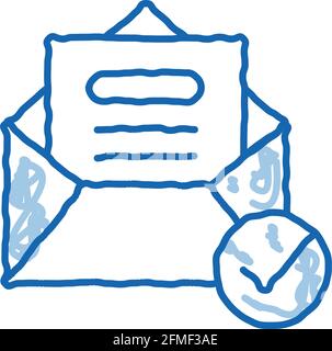 Envelope with letter, pencil and check mark. 3d vector icon. Mail ...