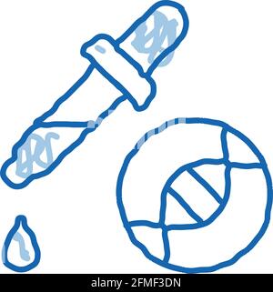 Liquid Dropper Pipette Biomaterial doodle icon hand drawn illustration Stock Vector