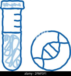 Glass Vial With Liquid Biomaterial doodle icon hand drawn illustration Stock Vector