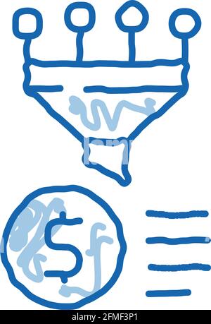Funnel Financial Information Gathering doodle icon hand drawn illustration Stock Vector