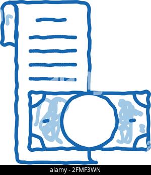 Invoice Check List And Money Dollar doodle icon hand drawn illustration Stock Vector