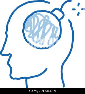 Bomb Dynamite Man Silhouette Headache doodle icon hand drawn illustration Stock Vector