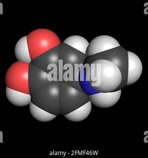 Adrenaline molecule epinephrine medication 3D render chemical structure Stock Photo