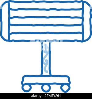 Portable Heating Device On Rollers doodle icon hand drawn illustration Stock Vector