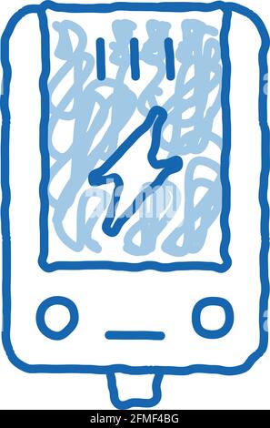Electronic Main Block Heating System doodle icon hand drawn illustration Stock Vector