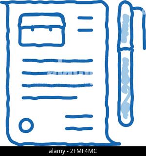 Job Agreement Contract Worksheet And Pen Vector Stock Vector