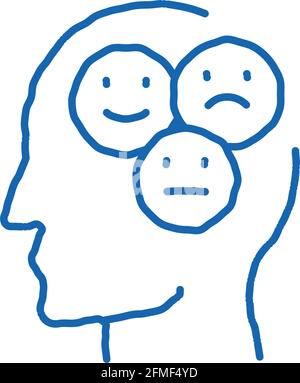 Different Mood Smile In Man Silhouette Mind Vector Stock Vector