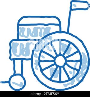 Self-Propelled Wheelchair Equipment doodle icon hand drawn illustration Stock Vector