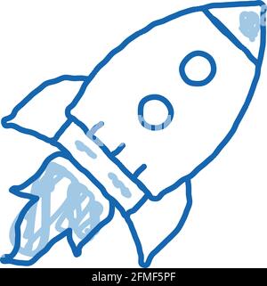 Flying Rocket Spaceship Agile Element doodle icon hand drawn illustration Stock Vector