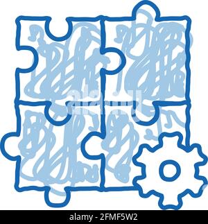 Puzzle Game And Gear Agile Element doodle icon hand drawn illustration Stock Vector