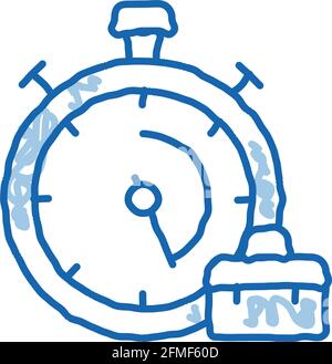 Stopwatch And Suitcase Agile Element doodle icon hand drawn illustration Stock Vector