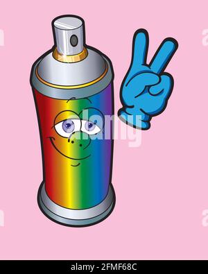 Graffiti spray. Spray paint with a human face. Spray Cartoon. Stock Vector