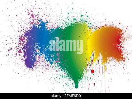 Rainbow. Colorful stain isolated on a white background Rainbow colors. Splashes of paint, grunge background. For decoration of LGBT parades and partie Stock Vector