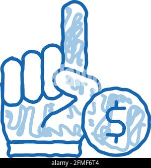 Hand Sign Money Betting And Gambling doodle icon hand drawn illustration Stock Vector