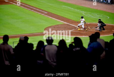 Atlanta, USA. May 08, 2021: A full capacity crowd attends a MLB