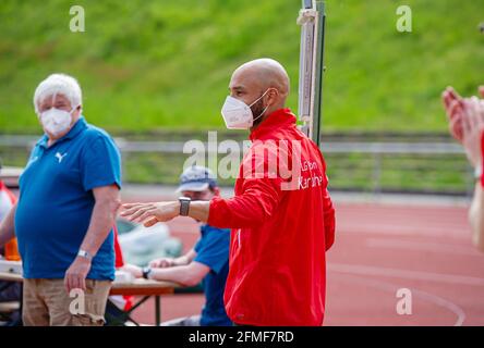 Julian Howard (LGR) is a helper at the event. GES/Athletics/1st Ettlinger Long Jump Meeting, May 8th, 2021 | usage worldwide Stock Photo