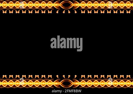 Magnetic effect pattern fire flame border frame on black background Stock Photo