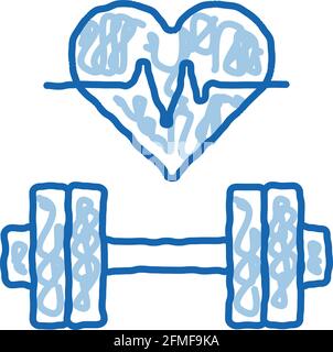 Cardio Training Biohacking doodle icon hand drawn illustration Stock Vector