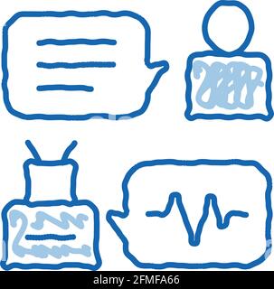 Connection Function Device Voice Control doodle icon hand drawn illustration Stock Vector