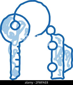 Car Keys doodle icon hand drawn illustration Stock Vector
