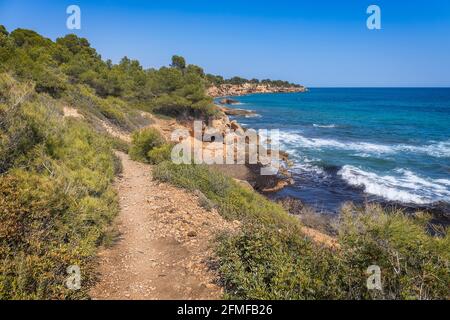 Cami de Ronda, a Coastal Path along Costa Daurada, Catalonia Stock Photo