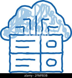Voip Cloud Digital System doodle icon hand drawn illustration Stock Vector