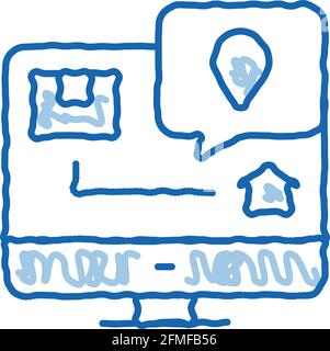 Parcel Destination Postal Transportation Company doodle icon hand drawn illustration Stock Vector