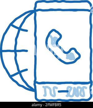Voip Smartphone Internet Connection doodle icon hand drawn illustration Stock Vector