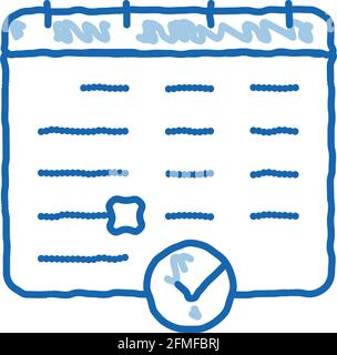 Calendar doodle icon hand drawn illustration Stock Vector