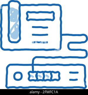Home Telephone and Video Recorder Connection doodle icon hand drawn illustration Stock Vector
