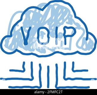 Voip Technology doodle icon hand drawn illustration Stock Vector