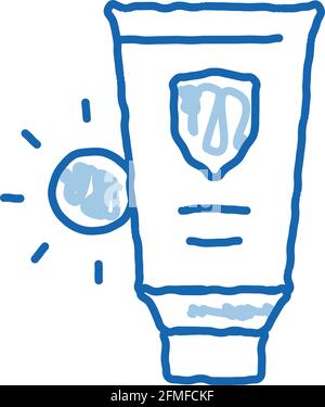 Sunscreen doodle icon hand drawn illustration Stock Vector