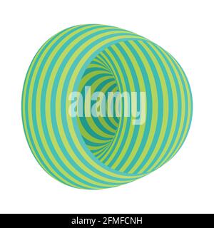 Abstract round shape. Striped shell. Color 3D vector form. Element for design. Stock Vector