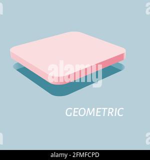 Square solid shape with rounded corners and surface with identical form hole. 3D style geometric vector background. Suitable for cover, logo, poster, Stock Vector