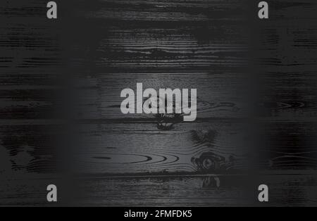 Luxury black metal gradient background with distressed wooden parquet texture. Vector illustration Stock Vector