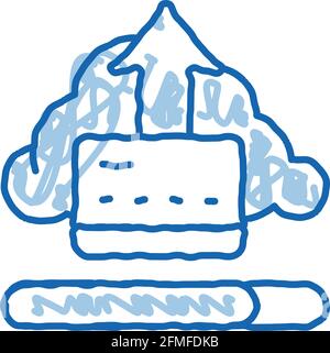 Write-Off Data Through Cloud Storage doodle icon hand drawn illustration Stock Vector