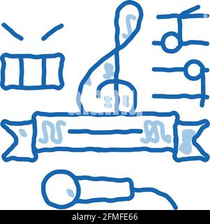Music Lessons Graduation doodle icon hand drawn illustration Stock Vector
