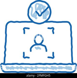Laptop Person Identity doodle icon hand drawn illustration Stock Vector