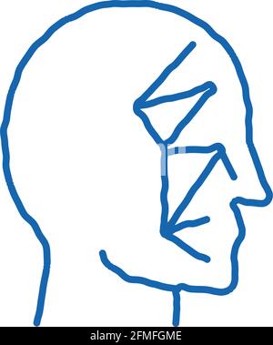 Face Scan by Points Point Projectors doodle icon hand drawn illustration Stock Vector
