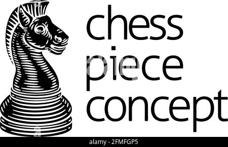 Knight Chess Piece Vintage Woodcut Style Concept Stock Vector