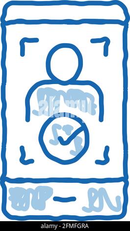Phone Person Verification doodle icon hand drawn illustration Stock Vector