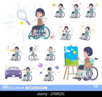 A set of business women with income in a wheelchair.About hobbies and lifestyle.It's vector art so easy to edit. Stock Vector