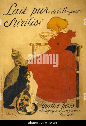 Lait pur sterilise de la Vingeanne by Theophile Steinlen – Milk advertisement Stock Photo