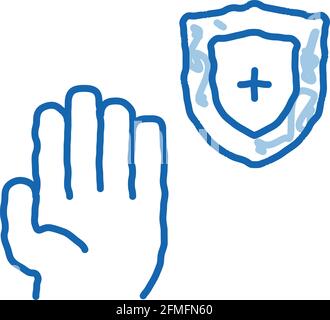 Hand Shield With Cross doodle icon hand drawn illustration Stock Vector