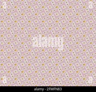 Pink geometry and, gold dots. Seamless abstract pattern. Vector illustration Stock Vector