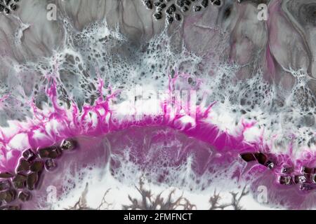 Resin art with bright colors and glass. Epoxy background Stock Photo