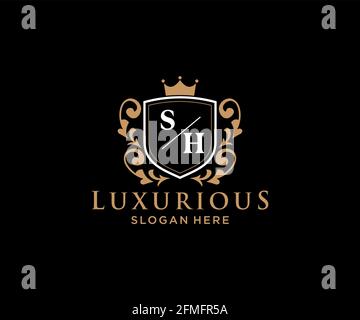 SH Letter Royal Luxury Logo template in vector art for luxurious ...