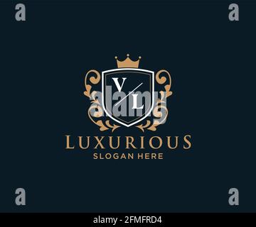 Letter Vl Logo Design Vector Luxury Stock Vector (Royalty Free) 2366137503