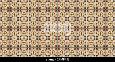 Geometric background square tile with floral ethnic pattern in beige and grey colors Stock Vector